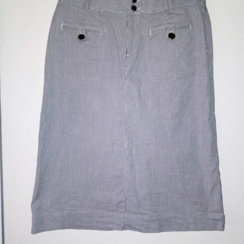 Christopher & Banks Pinstripe Blue size 4 stretch pencil skirt - Picture 2 of 10